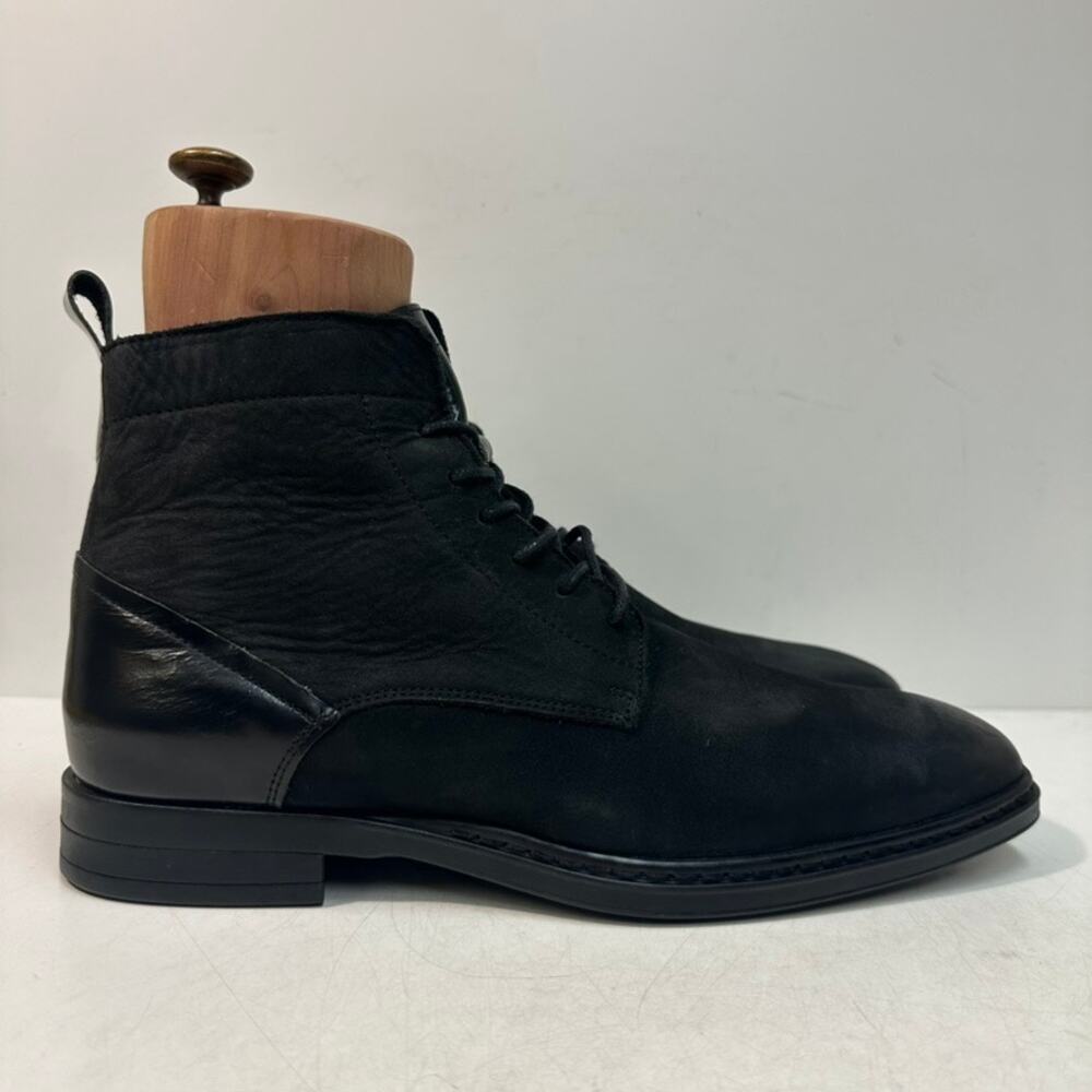 VGUC Karl Lagerfeld Paris Suede Leather Zipper Boot Lace Up Black US 10 EU 43